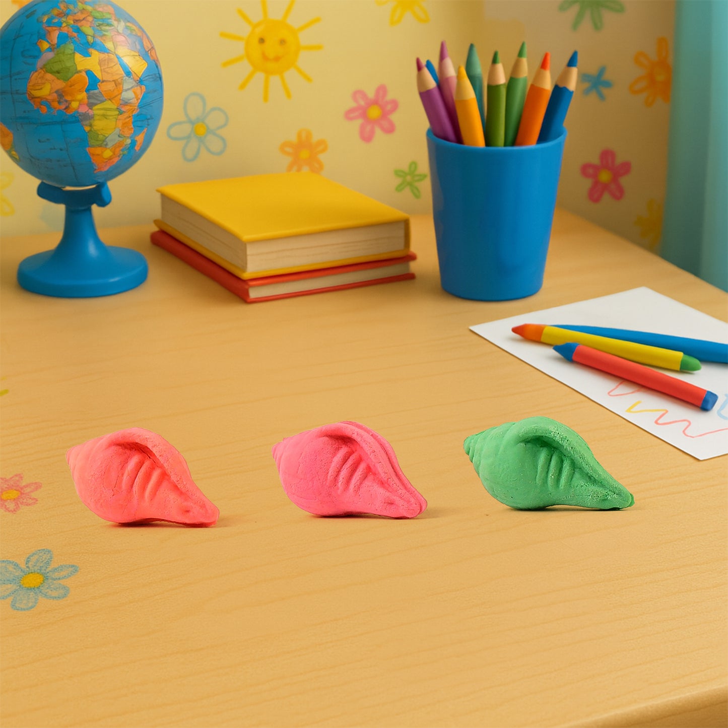 Shankh Shape Eraser Rubber (20 Pc Mix Colour Design)