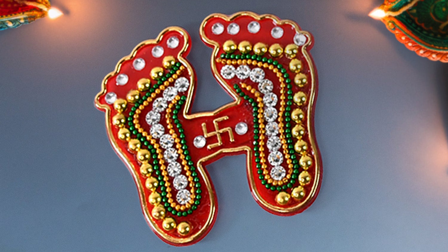 Decorative Laxmi Charan Paduka Sticker Set (Pack Of 2 Pc)