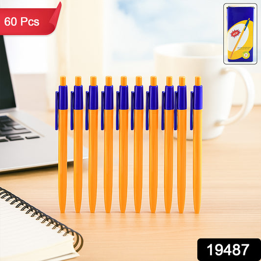 Retractable Ball Pen  Smooth Writing Click Pen With Blue Ink - (60 Pc  Set)