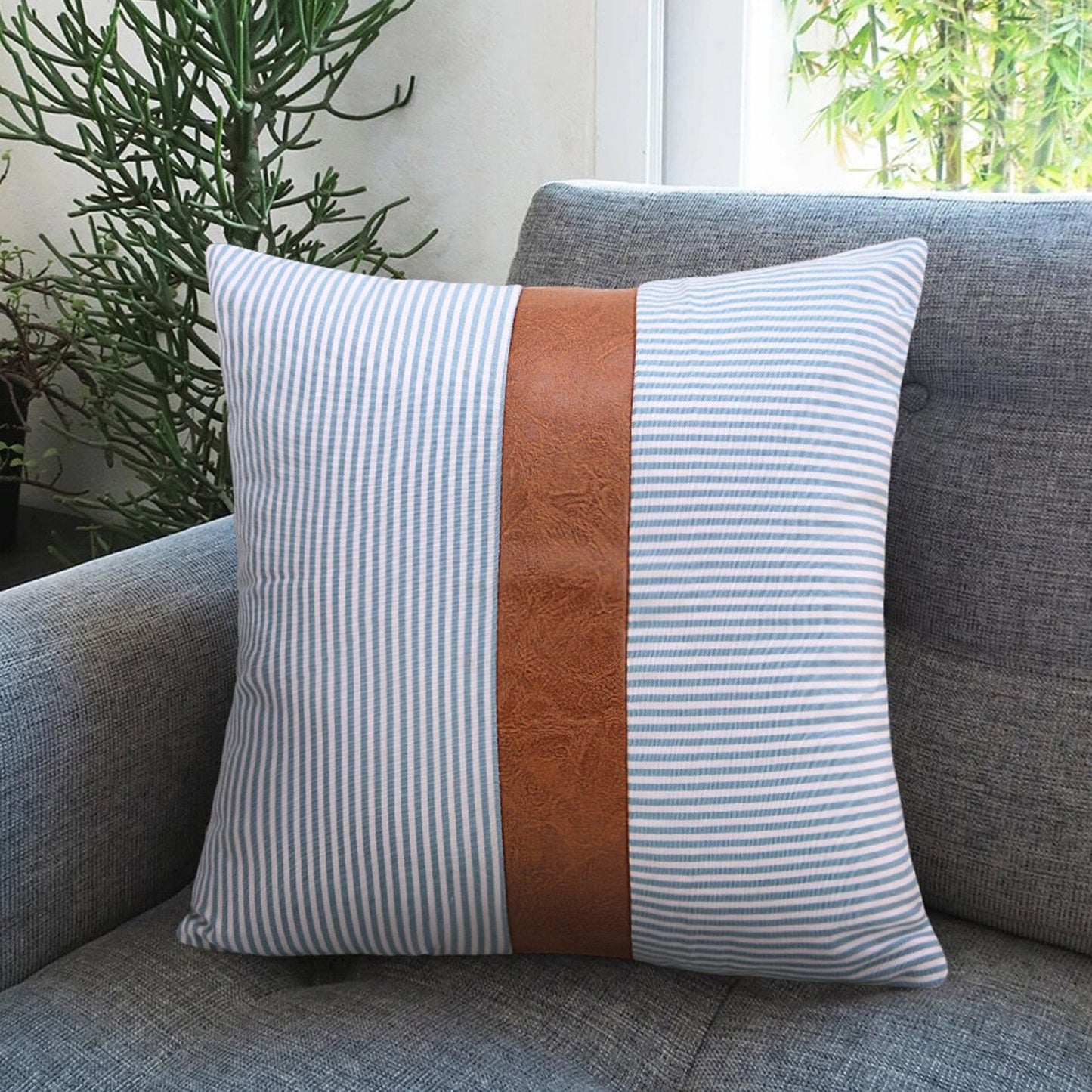 Pillow Covers Leather Cotton Cushion Covers (16 16 Inch 1 Pair 2 Pc)