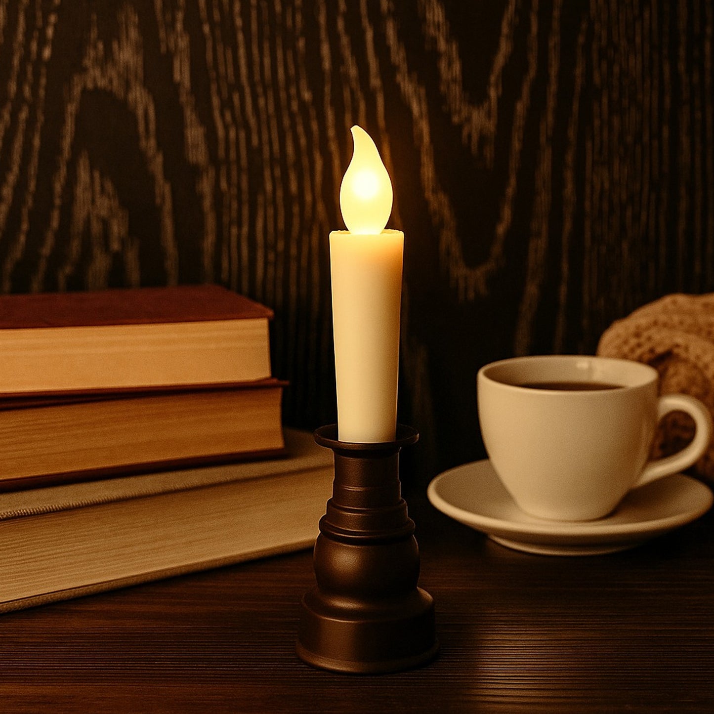 Premium Led Flameless Candle With Holder (1 Pc)