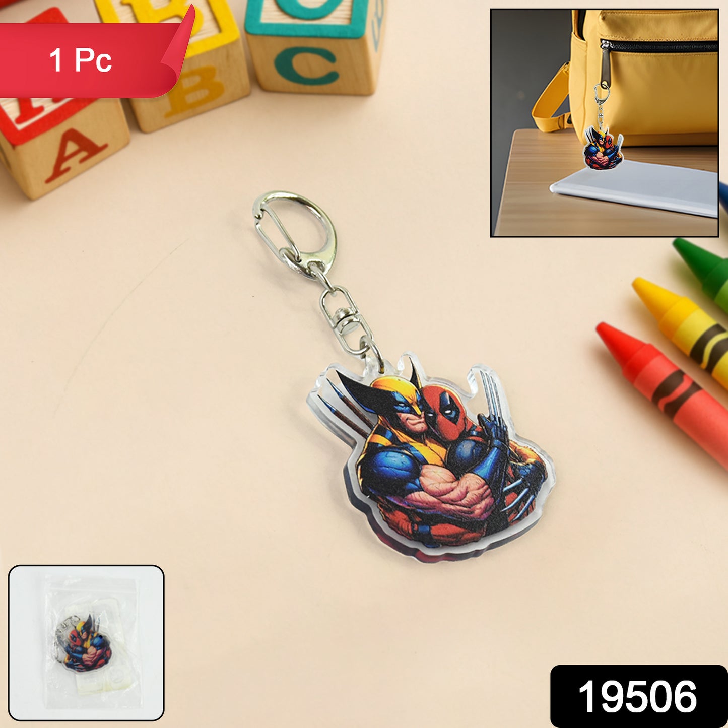 Cartoon Character Acrylic Keychain For (1 Pc)