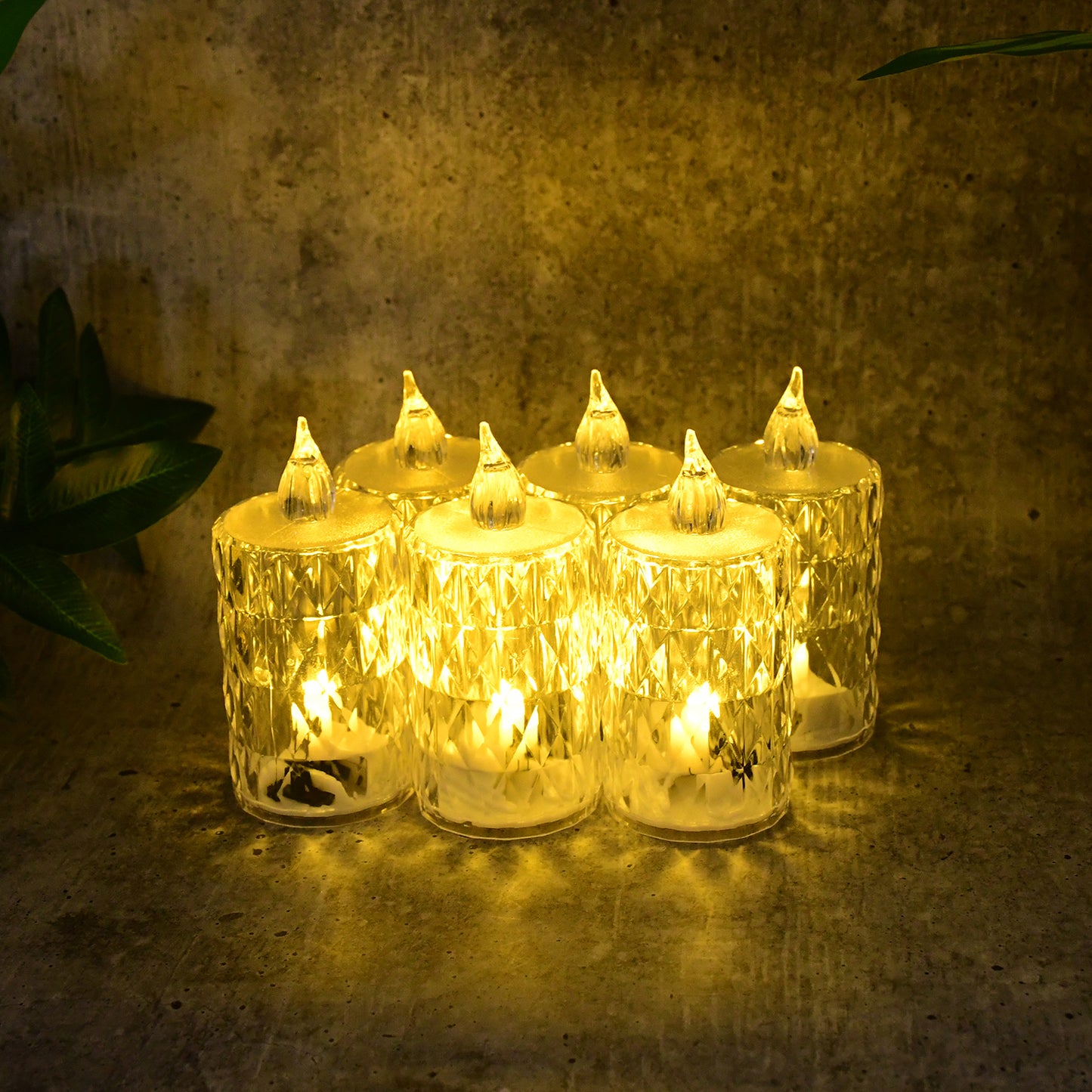 Decorative Led Crystal Flameless Candle Set (6 Pc)