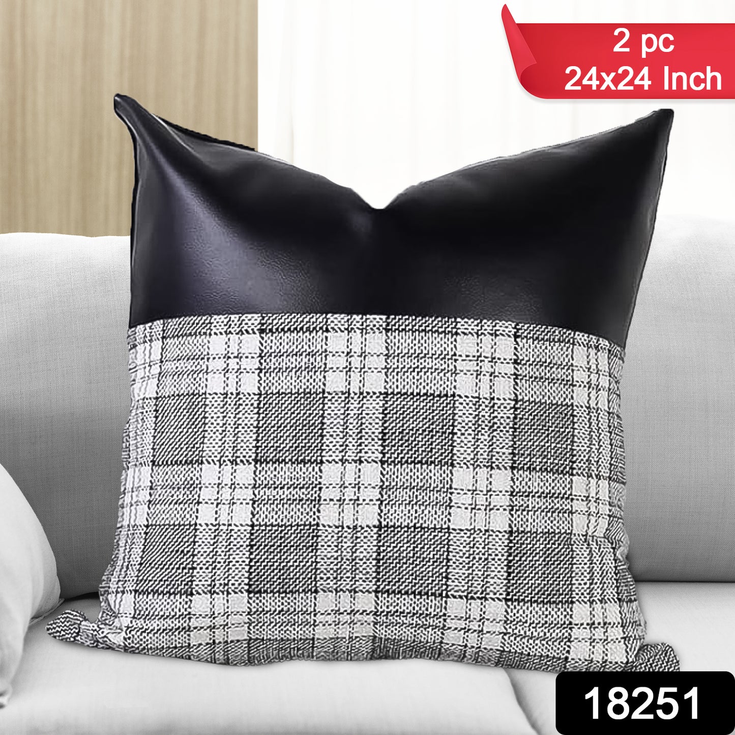 Pillow Covers Cushion Cases Soft Leather And Cotton (23 22 Inch 1 Pair 2 Pc)