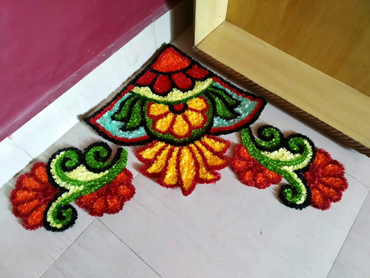 Handmade Floral Corner Rangoli mate