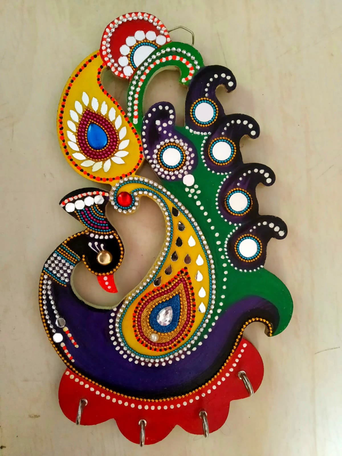 Peacock design Wall Hanging Key Holder