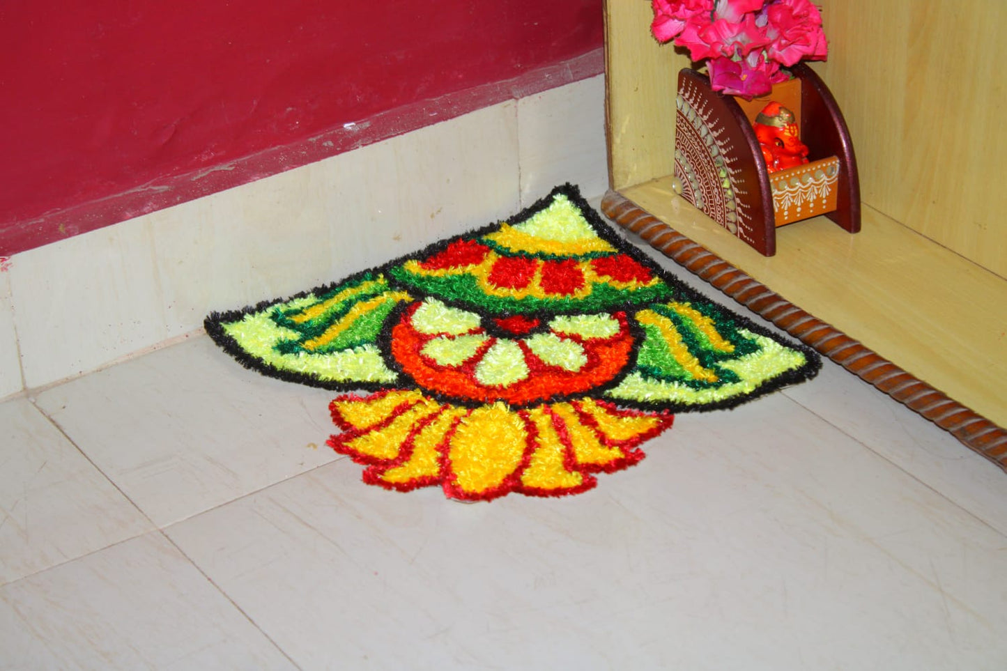 Handmade Floral Corner Rangoli mate