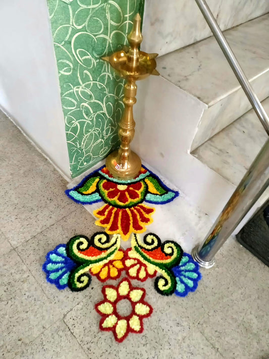 Handmade Floral Corner Rangoli mate