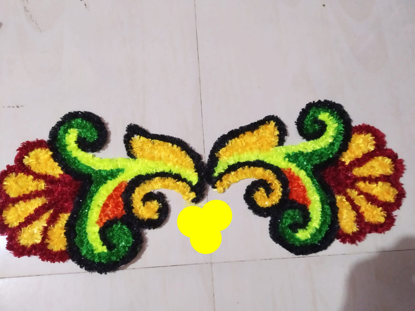Handmade Floral Corner Rangoli mate