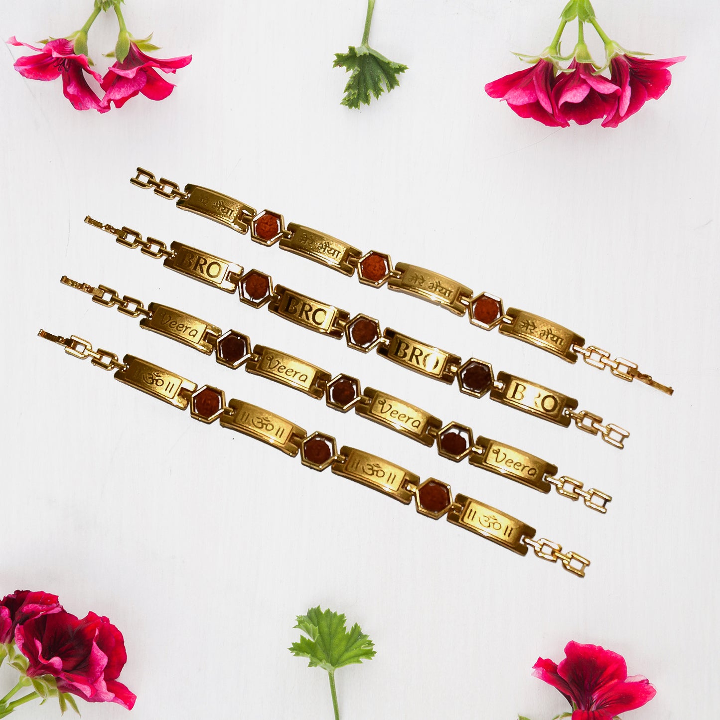 Gold Plated Hexa Bead Bracelet Rakhi For Brother (1 Pc)