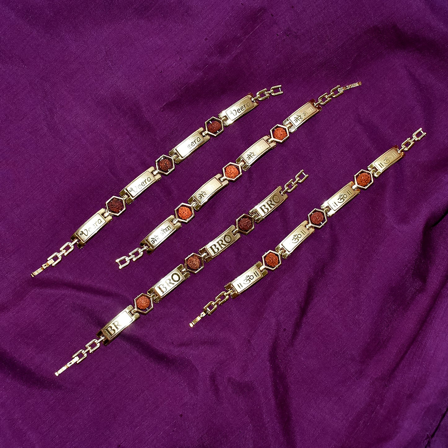 Gold Plated Hexa Bead Bracelet Rakhi For Brother (1 Pc)
