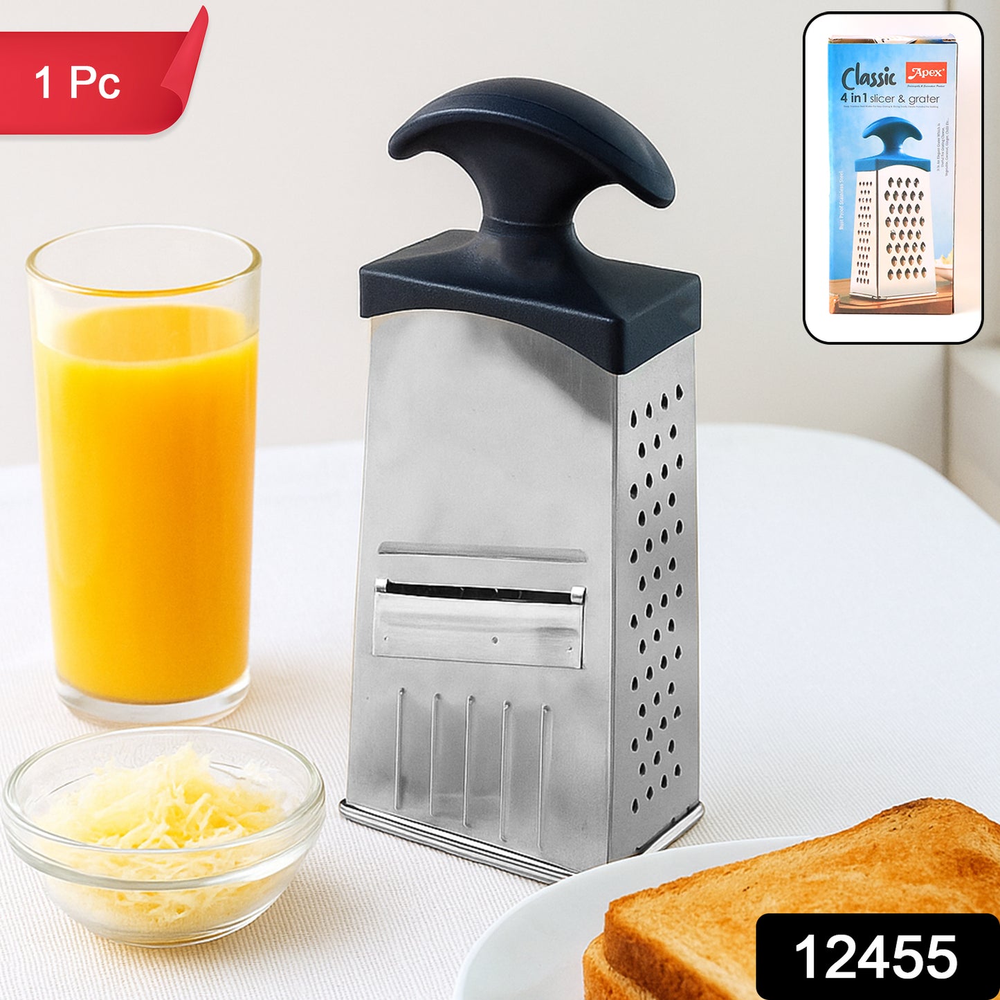 Apex Classic 4-in-1 Stainless Steel Grater Slicer With Handle