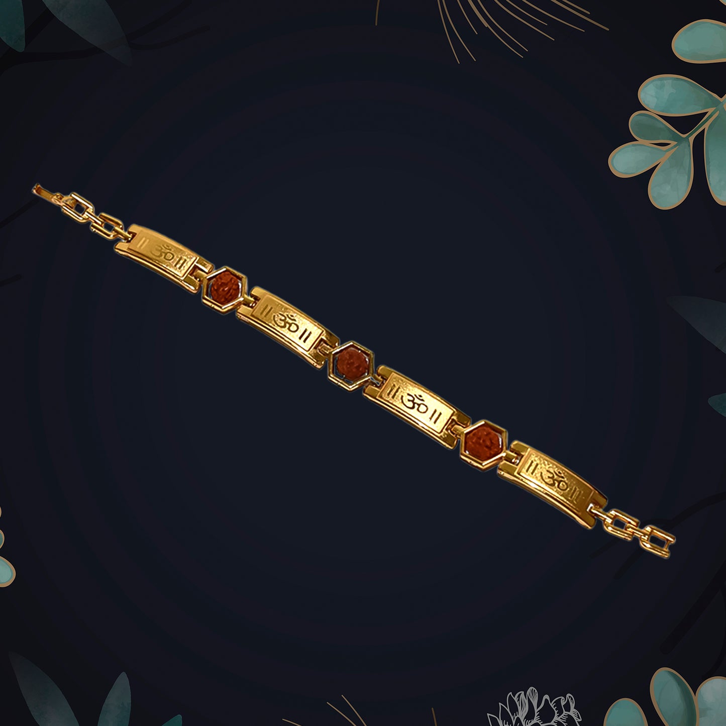 Gold Plated Hexa Bead Bracelet Rakhi For Brother (1 Pc)