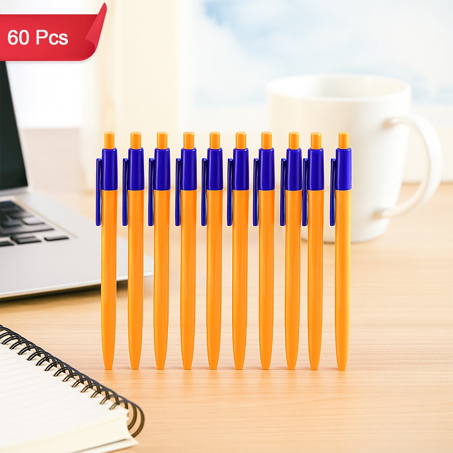 Retractable Ball Pen  Smooth Writing Click Pen With Blue Ink - (60 Pc  Set)