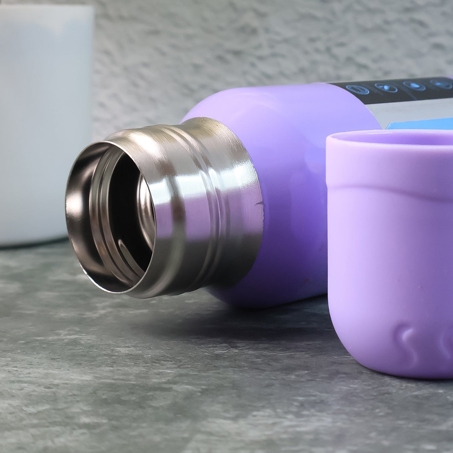 Purple Vacuum Flask Set Stainless Steel Thermos With 3 Cups Approx 500ml