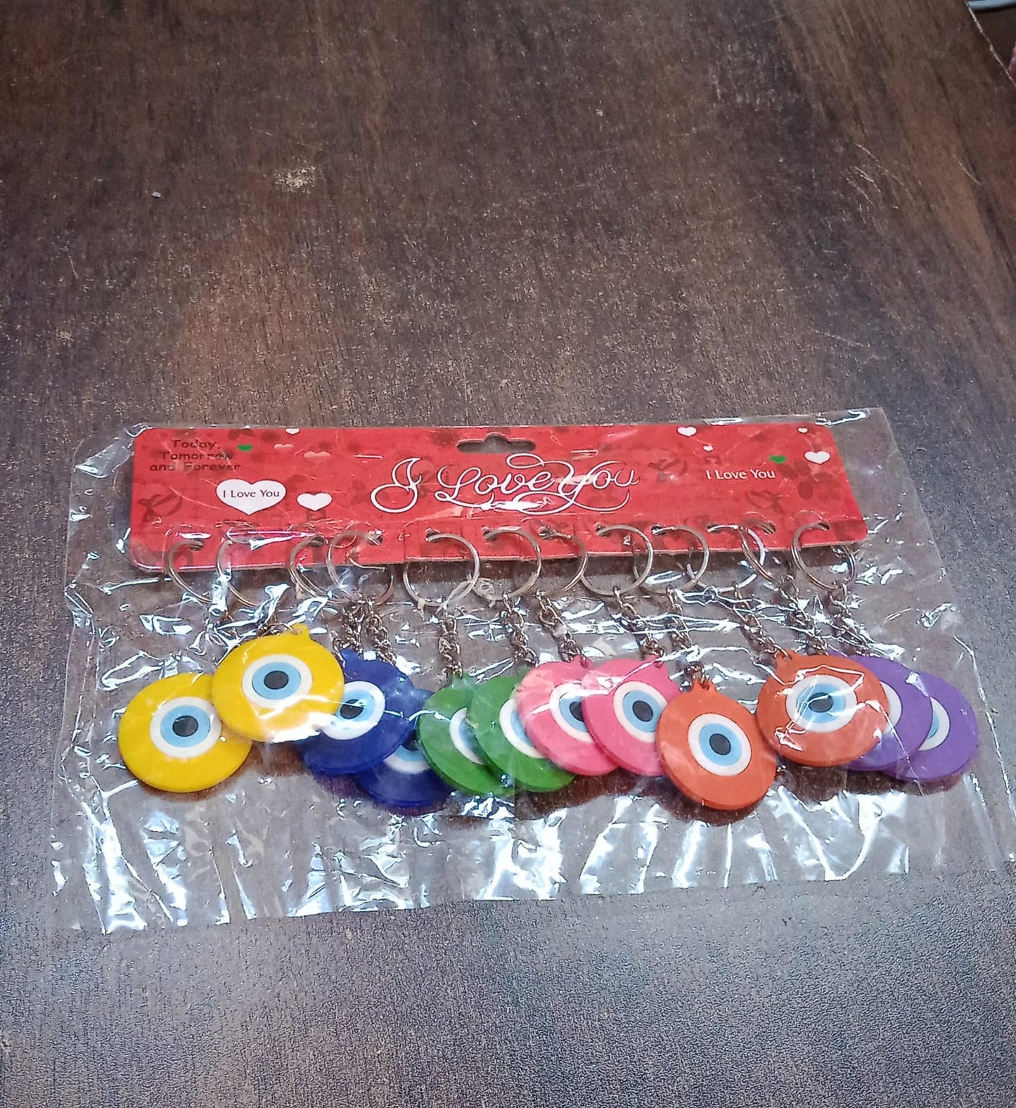 Evil Eye Rubber Silicone Keychain (12 Pcs Set Mix Color)