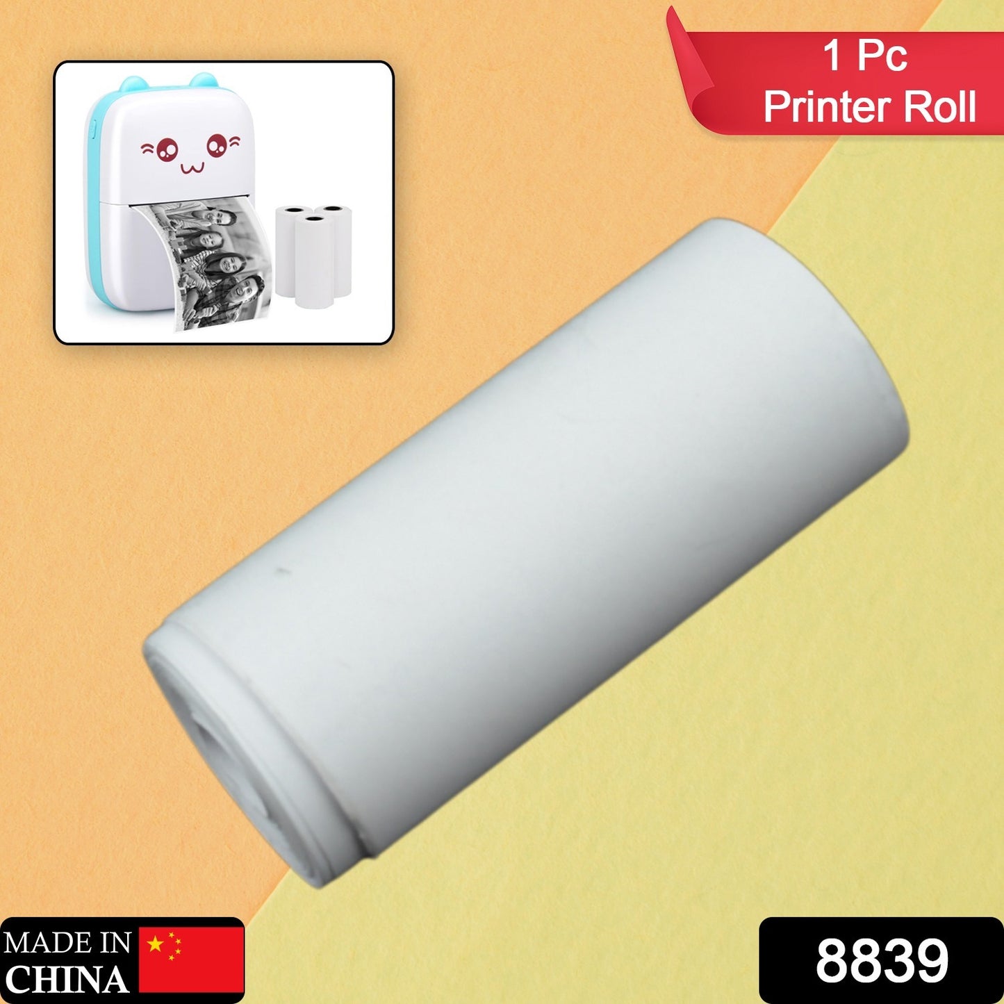 8839 Small Thermal Printer Paper Printing Paper Roll Aging Resistant Fast Color Rendering Portable Clear Printing For Travel (1 Pc Printing Paper Roll )