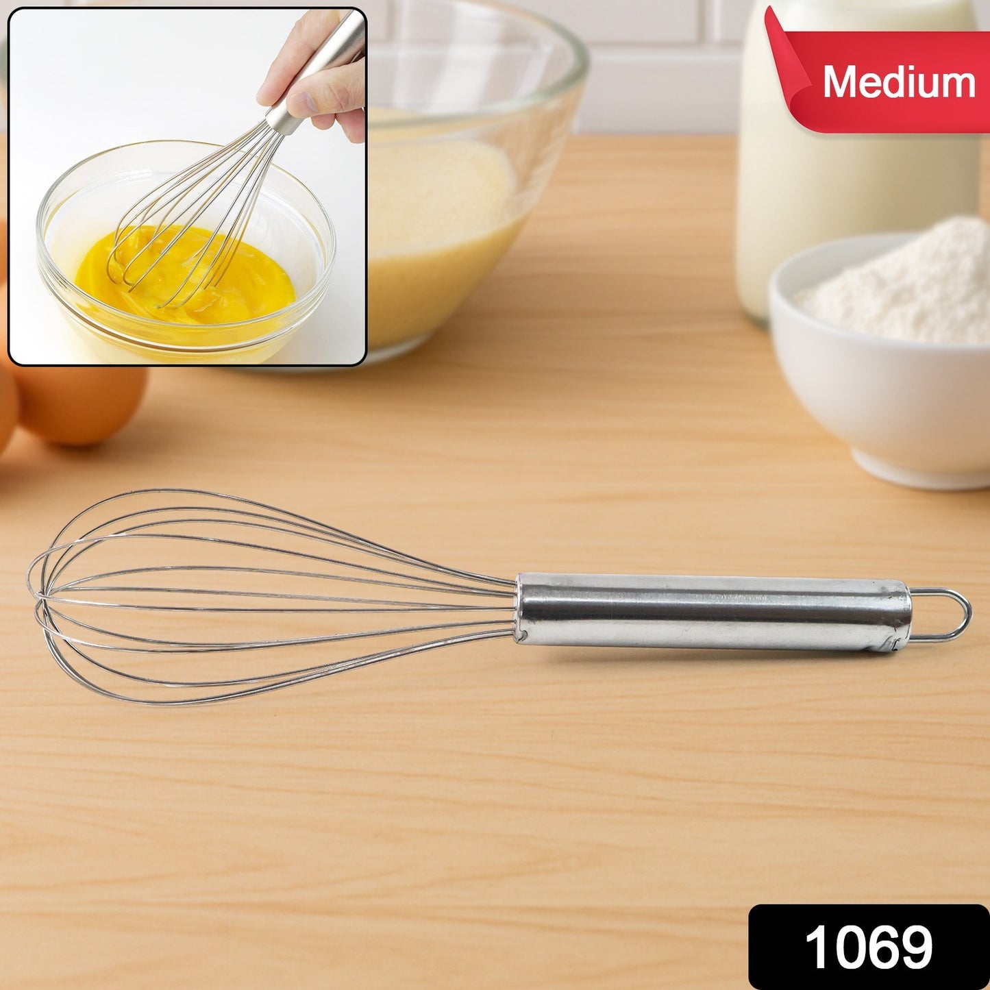 Medium Stainless Steel Balloon Whisk (24cm  1 Pc)