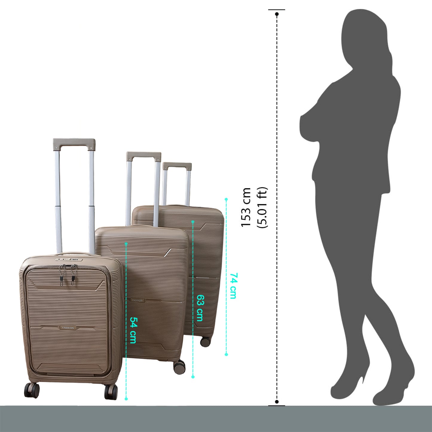 Hard-shell Trolley Luggage Bag (Set Of 3-pice Mix Color)