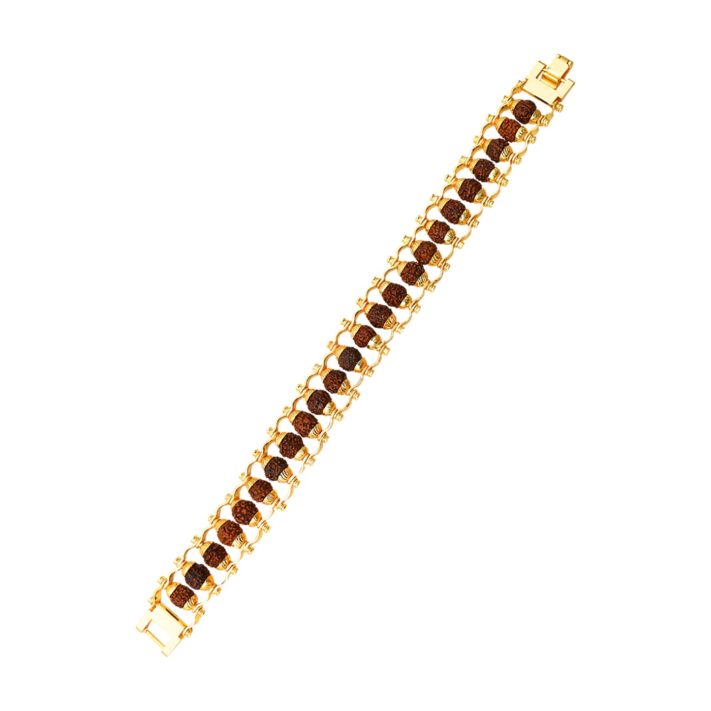 Rudraksha Rakhi For Brother Golden Modern Rudraksha Bracelet Rakhi (1 Pc)