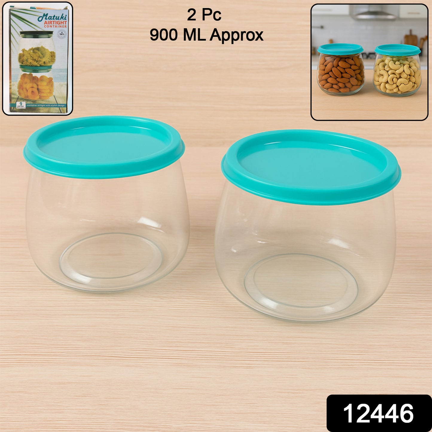 Airtight Storage Containers Set Approx 900ml (2 Pc)