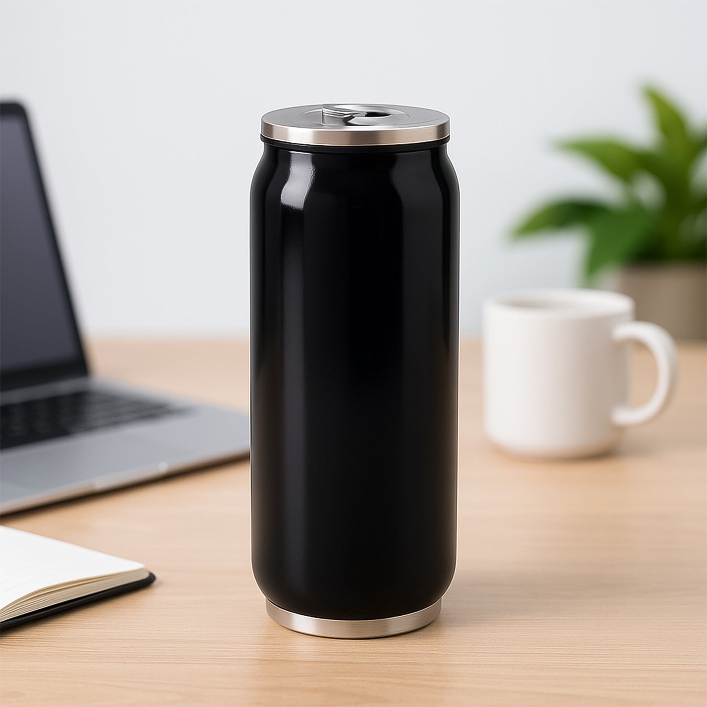 Stainless Steel Can-shaped Vacuum Flask With Built-in Straw 500ml Approx (1 Pc)