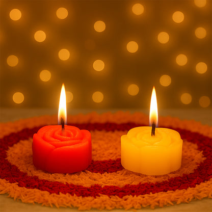 Rose Shaped Wax Candle Set (6 Pc)