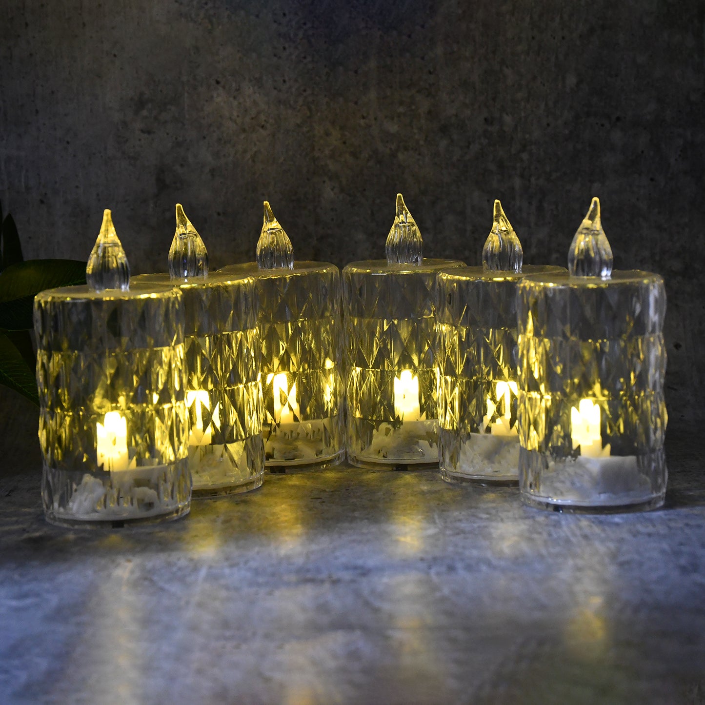 Decorative Led Crystal Flameless Candle Set (6 Pc)