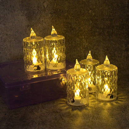 Decorative Led Crystal Flameless Candle Set (6 Pc)