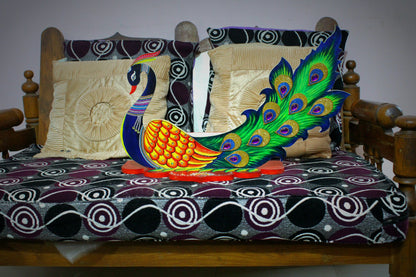 Peacock Design Wooden Wall & Table Décor with Storage and Candle Space