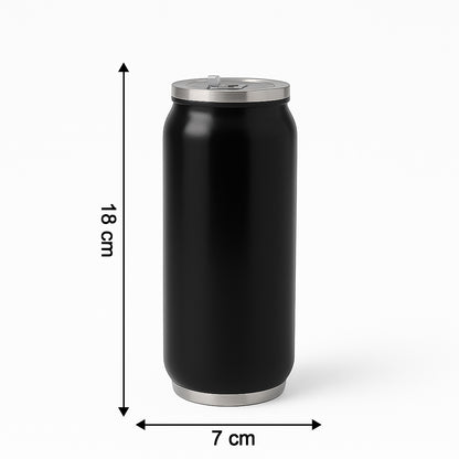 Stainless Steel Can-shaped Vacuum Flask With Built-in Straw 500ml Approx (1 Pc)