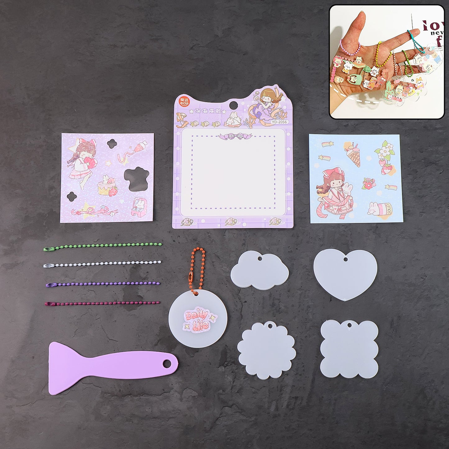 Diy Shrink Art Keychain Making Kit For Kids (1 Set)