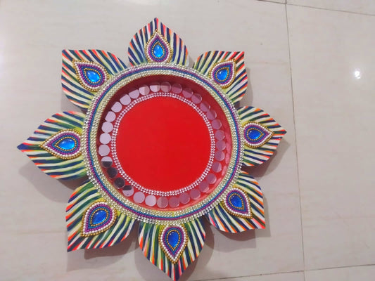 Handmade wooden pooja thali