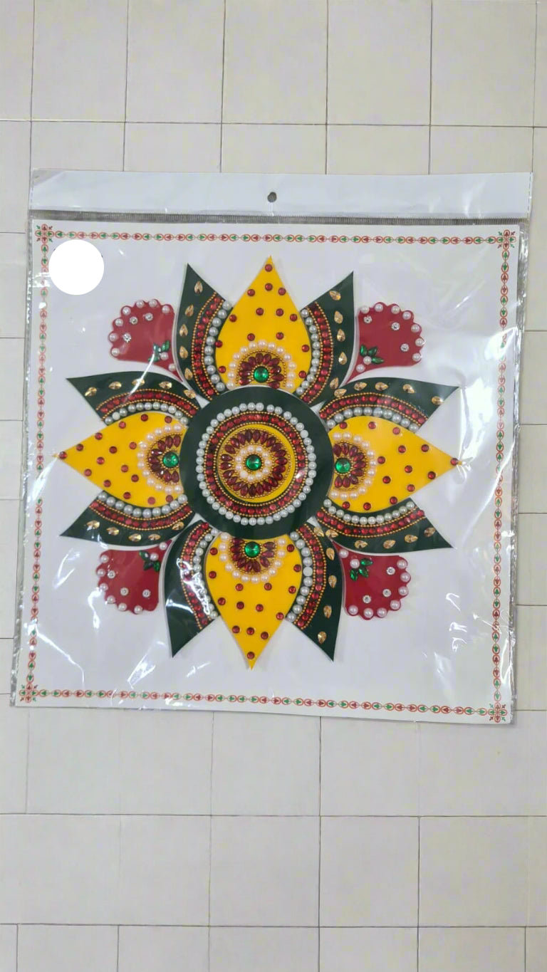 combo of 3 Acrylic Round Shape N Diya Rangoli