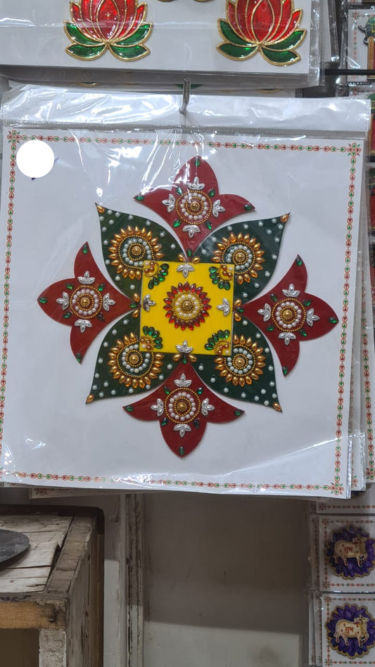 combo of 3 Acrylic Round Shape N Diya Rangoli