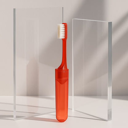 Portable Folding Toothbrush With Built-in Travel Case (1 Pc)