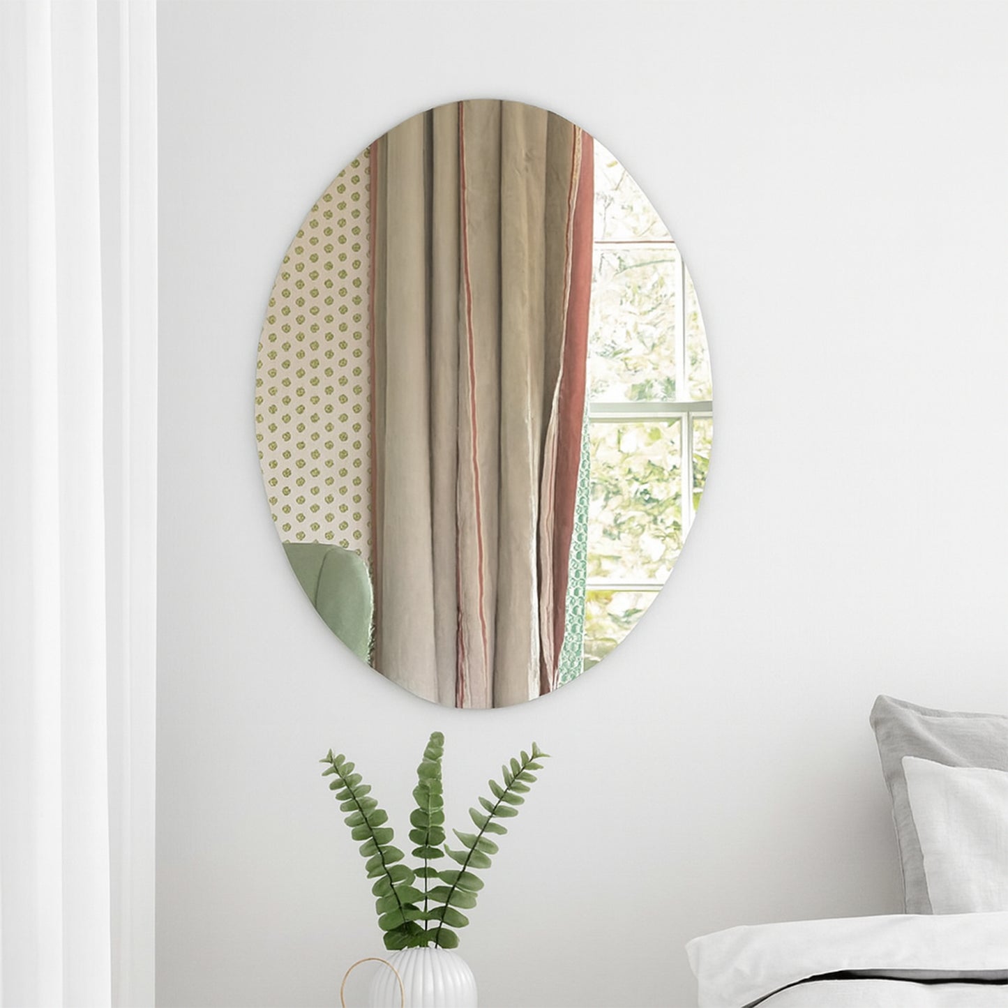 Elegant Oval Frameless Wall Mirror For Home  Office Decor (6 Pc)