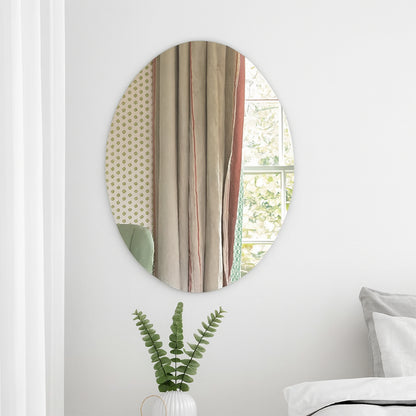 Elegant Oval Frameless Wall Mirror For Home  Office Decor (6 Pc)