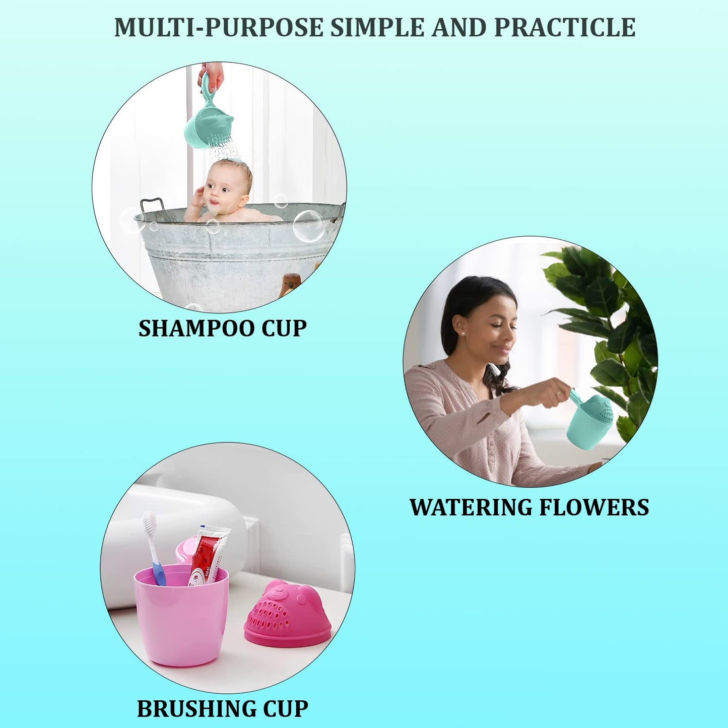 Baby Shampoo Shower Cup Safe Soft Bathing