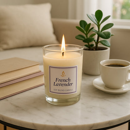 Inlief French Lavender Soy Blend Scented Candle In Glass Jar (50gm  1 Pc)