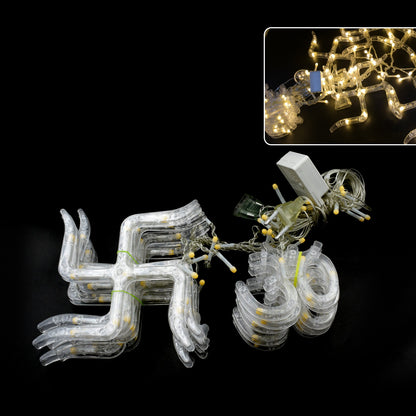 8320 Swastik Om Curtain Decorative Lights String Lights With 12 Hanging Props138 Led Diwali Decoration Items For Home Decor Night Light Room Lights For Bedroom Balcony Decor.