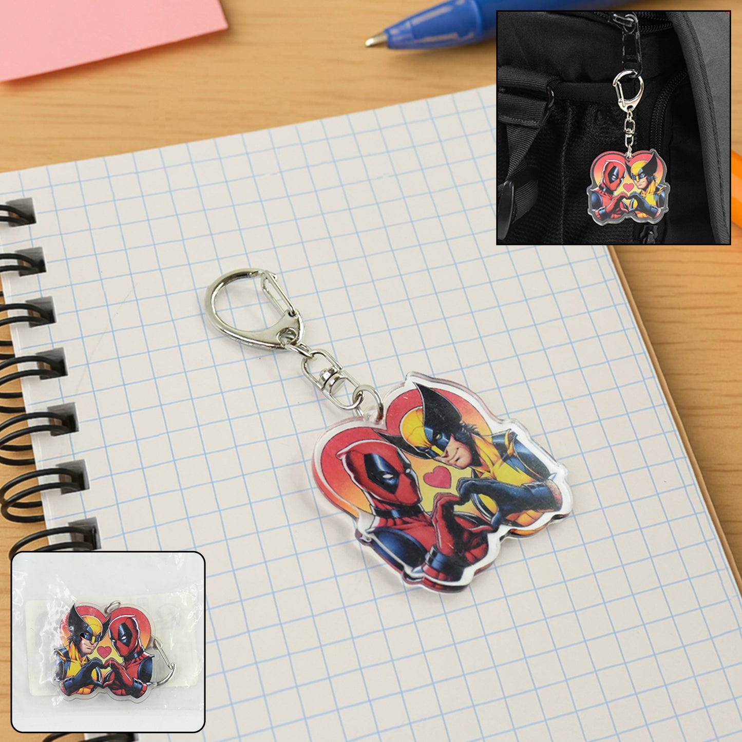 Stylish Acrylic Cartoon Character Keychain With Metal Clip (1 Pc)