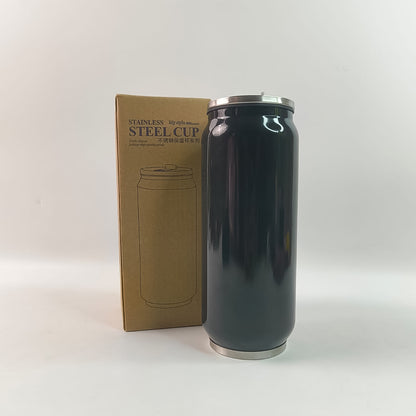 Stainless Steel Can-shaped Vacuum Flask With Built-in Straw 500ml Approx (1 Pc)