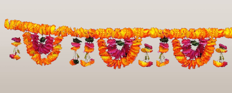 Diwali Combo of 8 Product : 24 Diya, 1 Charan, Shubh Labh, 1 Golden Light,  1 Star Curtain Light, 10 Feet Toran,  1 Normal Size Genda Gate Toran 4 Ghanti Latkan, 1 Warm White Leaft Light