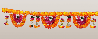 Diwali Combo of 8 Product : 24 Diya, 1 Charan, Shubh Labh, 1 Golden Light,  1 Star Curtain Light, 10 Feet Toran,  1 Normal Size Genda Gate Toran 4 Ghanti Latkan, 1 Warm White Leaft Light