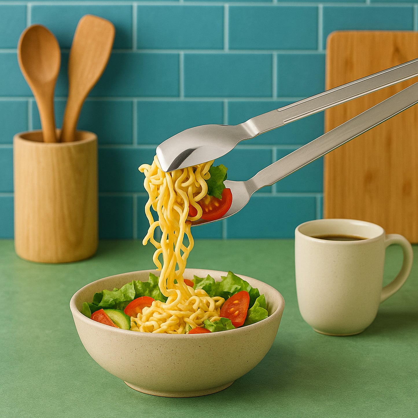 Stainless Steel Multipurpose Serving Chimta, Tong  2-in-1 Pasta  Salad Tong (1 Pc)