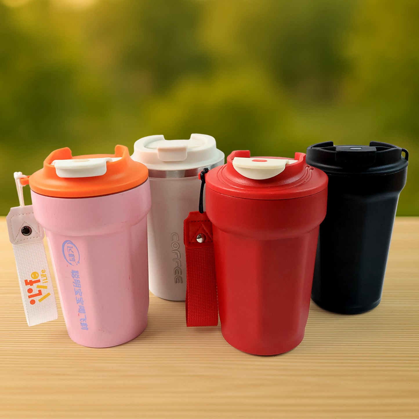 Stainless Steel Coffee Travel Bottle With Lid 450 Ml Approx (1 Pc)