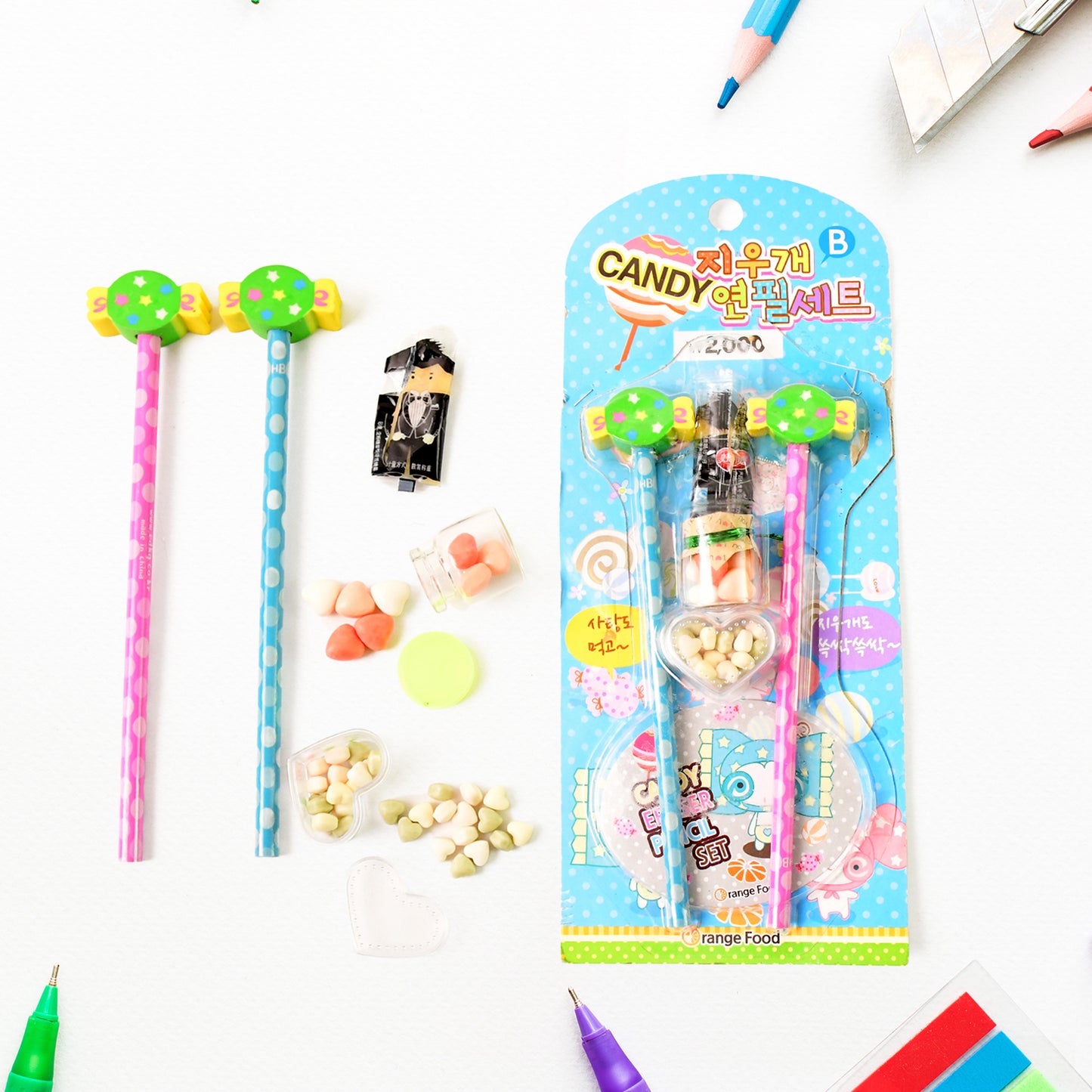 Fun Candy Design Pencil Set With Accessories (1 Set )