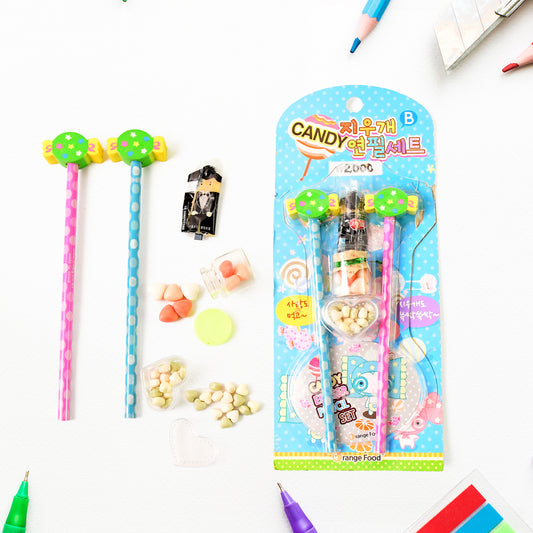 Fun Candy Design Pencil Set With Accessories (1 Set )