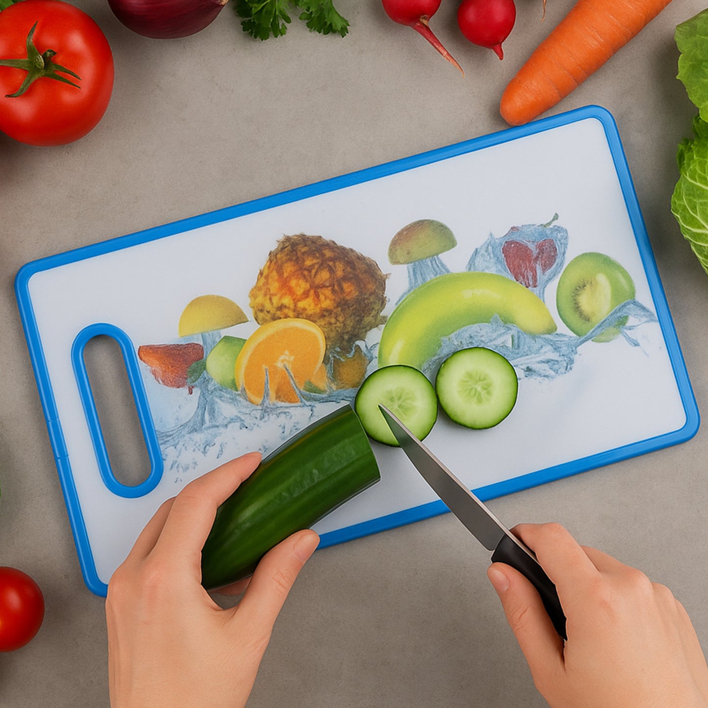 Large Rectangular Fruit Print Cutting Board (36x22cm  1 Pc)
